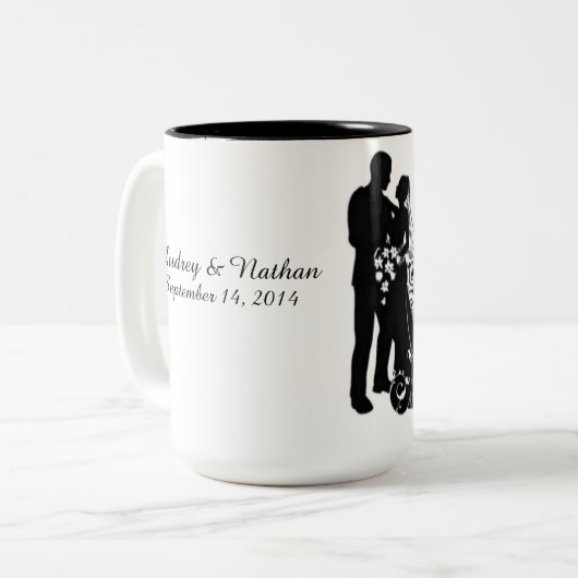 Weddendag Silhouettes Persoonlijke kleding Tweekleurige Koffiemok (Voorkant links)
