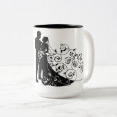 Weddendag Silhouettes Persoonlijke kleding Tweekleurige Koffiemok (Voorkant rechts)