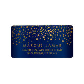 Weddendag Trendy Gold Stippen marineslavenblauw Etiket (Voorkant)