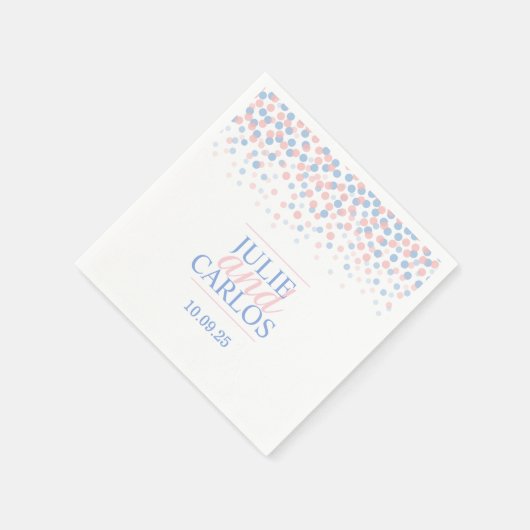 Weddendot confetti blue roze aangepaste servetten (Hoek)