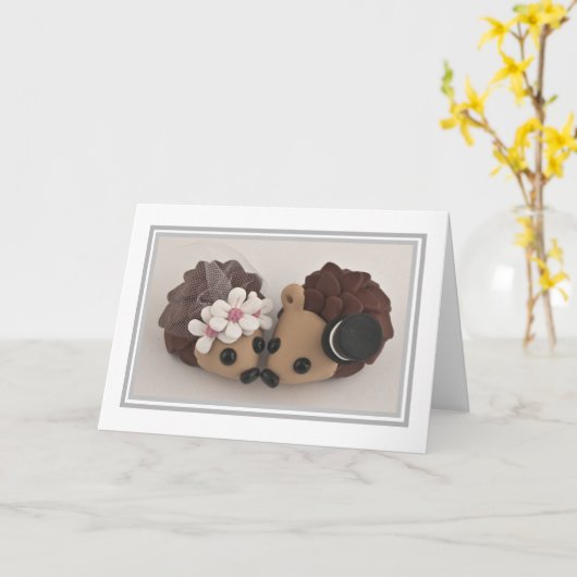 Weddenenkaart - egelbride en bruom kaart (Gele Bloem)