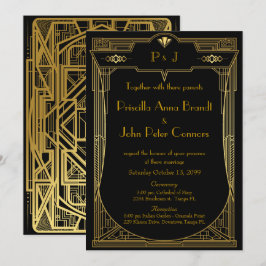 Weddenenkaart, Great Gatsby, gouden zwart 2 Kaart