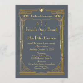 Weddenenkaart, Great Gatsby, grijs, goud Kaart