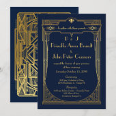 Weddenenkaart, Great Gatsby, marine, goud Kaart (Voorkant / Achterkant)