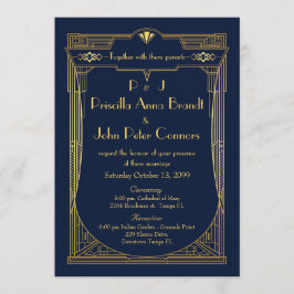 Weddenenkaart, Great Gatsby, marine, goud Kaart