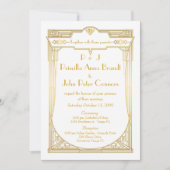 Weddenenkaart, Great Gatsby, wit, goud Kaart (Voorkant)