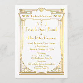 Weddenenkaart, Great Gatsby, wit, goud Kaart