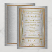 Weddenenkaart, Great Gatsby, zilver metaal Kaart (Voorkant / Achterkant)