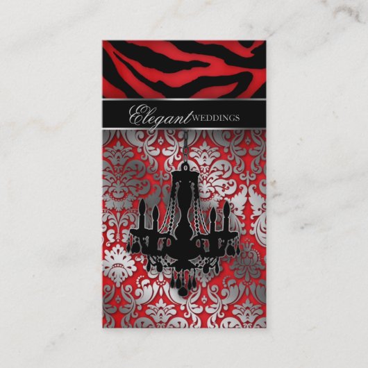 Weddenevenplanner Chandelier Red Silver V Visitekaartje (Voorkant)