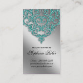 Weddenevenspanner Damask Sparkle Silver Blauwgroen Visitekaartje (Achterkant)