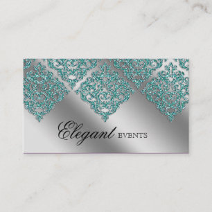 Weddenevenspanner Damask Sparkle Silver Blauwgroen Visitekaartje