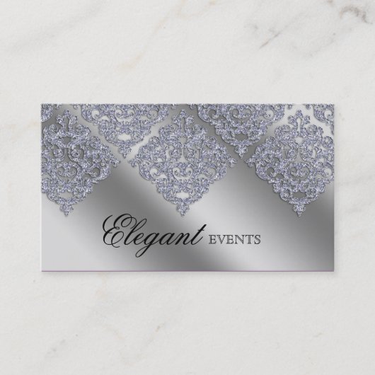 Weddenevenspanner Damask Sparkle Silver Visitekaartje (Voorkant)