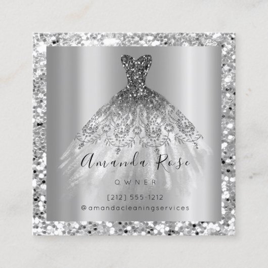 Weddenevensplanner Glitter Silver Grey Afsprakenkaartje (Voorkant)