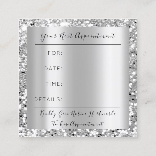 Weddenevensplanner Glitter Silver Grey Afsprakenkaartje (Achterkant)