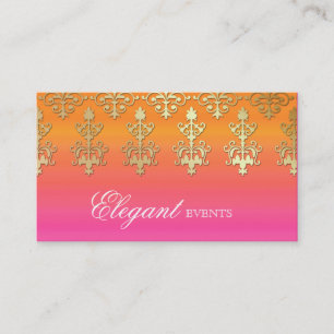 Weddenevensplanner Indian Damask Pink Sinaasappel Visitekaartje