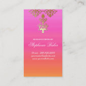 Weddenevensplanner Indian Damask Pink Sinaasappel Visitekaartje (Achterkant)