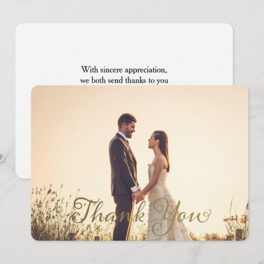 Weddenfoto Bedankt Opmerking: Faux Gold Effect (Voorkant / Achterkant)