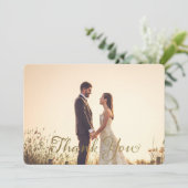 Weddenfoto Bedankt Opmerking: Faux Gold Effect (Staand voorkant)