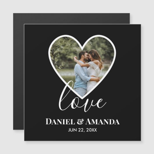 Weddenfoto Black Heart Lijst Moderne kalligrafie (Voorkant / Achterkant)