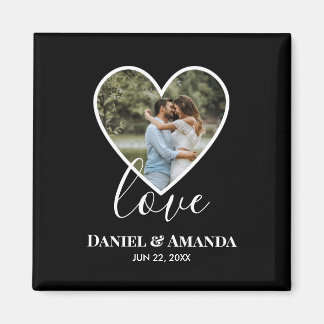 Weddenfoto Black Heart Lijst Moderne kalligrafie Magneet