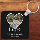 Weddenfoto Black Heart Lijst Moderne kalligrafie Sleutelhanger (Achterkant)