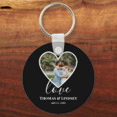 Weddenfoto Black Heart Lijst Moderne kalligrafie Sleutelhanger (Voorkant)