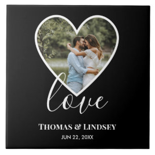 Weddenfoto Black Heart Lijst Moderne kalligrafie Tegeltje