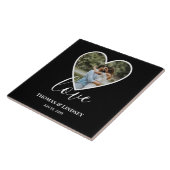 Weddenfoto Black Heart Lijst Moderne kalligrafie Tegeltje (Zijkant)