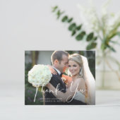 Weddenfoto Blush Pink Floral Bedankkaart (Staand voorkant)