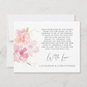 Weddenfoto Blush Pink Floral Bedankkaart (Achterkant)