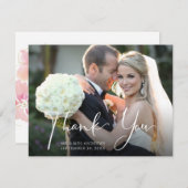 Weddenfoto Blush Pink Floral Bedankkaart (Voorkant / Achterkant)