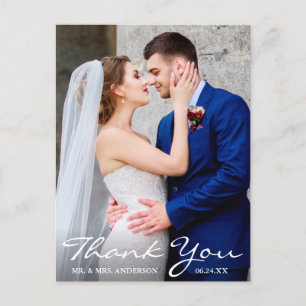 Weddenfoto Bride en Groom Bedankt Briefkaart
