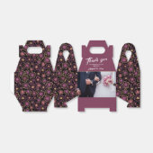 Weddenfoto Burgundy Flower Pattern Hartelijk dank Bedankdoosjes (Uitgevouwen)