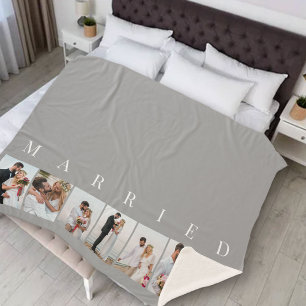 Weddenfoto Collage 7 Afbeelding MARRIED Gray Sherpa Deken