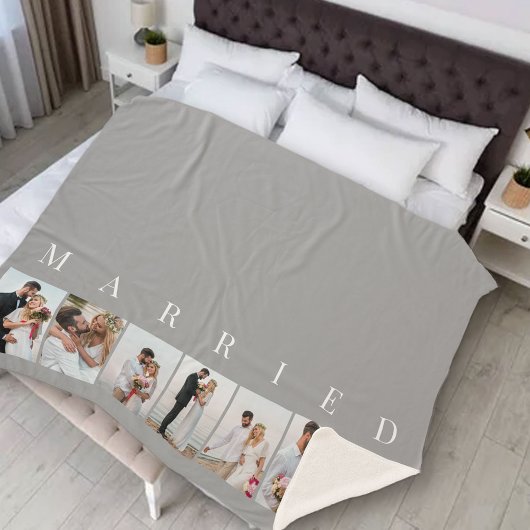 Weddenfoto Collage 7 Afbeelding MARRIED Gray Sherpa Deken