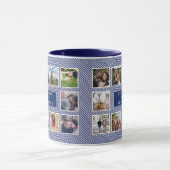 Weddenfoto Collage Blue en White Striped Coff Mok (Midden)