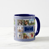 Weddenfoto Collage Blue en White Striped Coff Mok (Voorkant rechts)