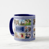 Weddenfoto Collage Blue en White Striped Coff Mok (Voorkant links)