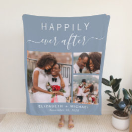 Weddenfoto Collage Dusty Blue Fleece Deken