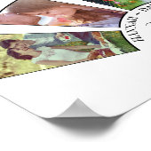 Weddenfoto Collage Fan Shape Aangepaste naam Wit Poster (Hoek)