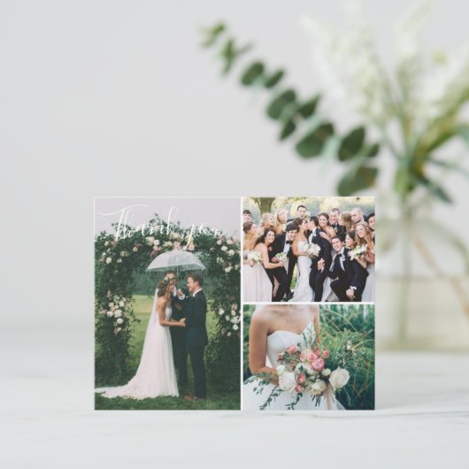 Weddenfoto Collage Hartelijk dank Briefkaart (Staand voorkant)