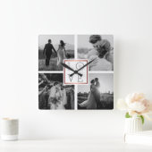 Weddenfoto Collage Love Black & White Vierkante Klok (Huis)