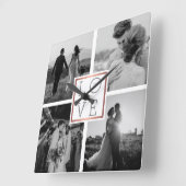 Weddenfoto Collage Love Black & White Vierkante Klok (Hoek)