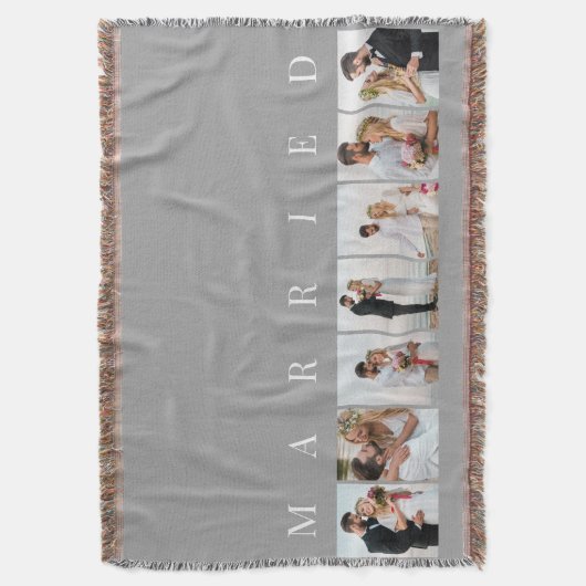 Weddenfoto Collage MARRIED Gray 7 Afbeelding Deken (Voorkant Verticaal)