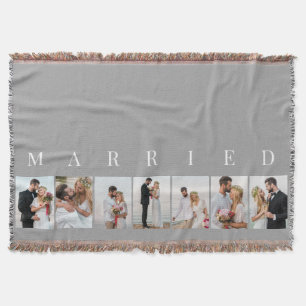 Weddenfoto Collage MARRIED Gray 7 Afbeelding Deken