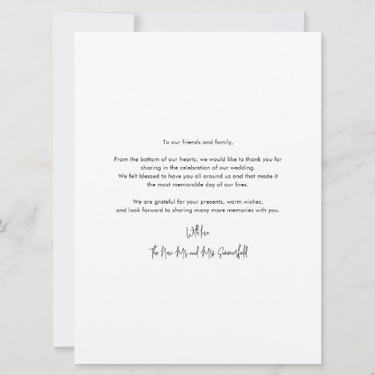 Weddenfoto Collage Modern Hartelijk dank (Achterkant)