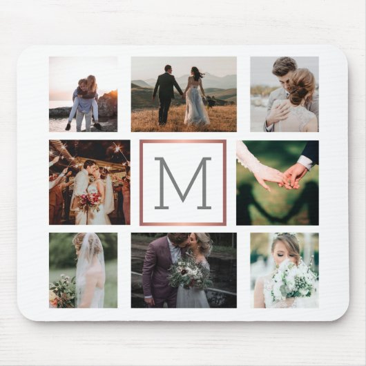 Weddenfoto Collage Monogram Muismat (Voorkant)