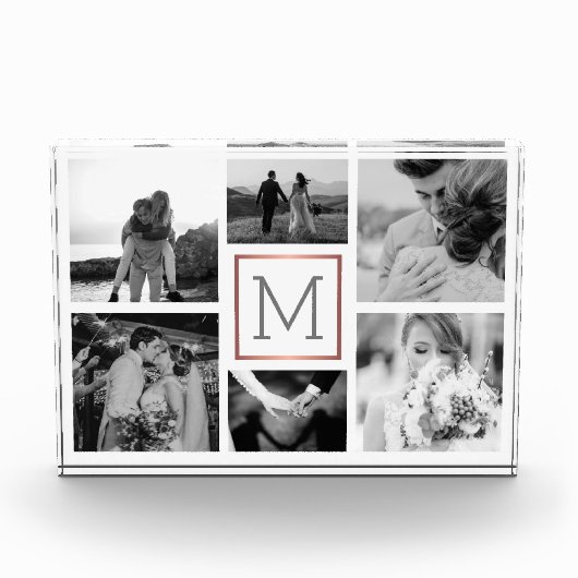 Weddenfoto Collage Monogram zwart-wit Fotoblokken (Voorkant)