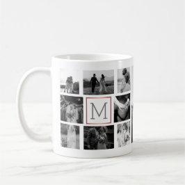 Weddenfoto Collage Monogram zwart-wit Koffiemok