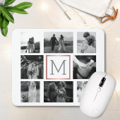 Weddenfoto Collage Monogram zwart-wit Muismat